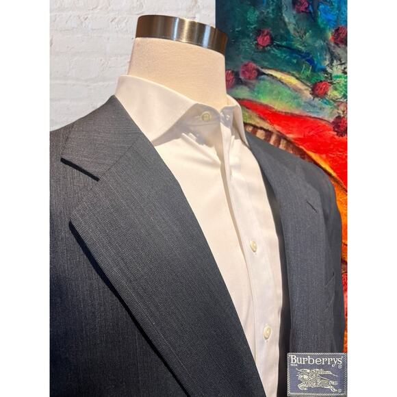 Vintage Burberry 44L 40x31 Gray 2 Piece Suit with Red Suspenders Quality - Picture 4 of 16